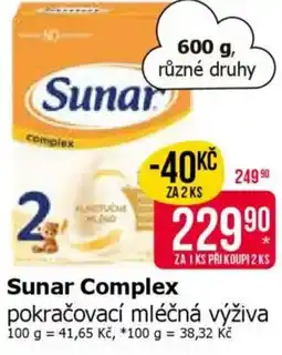 Teta Sunar Complex pokračovací mléčná výživa nabídka