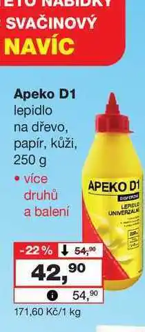 Barvy a laky drogerie Apeko D1 lepidlo na dřevo, papír, kůži, 250 g nabídka