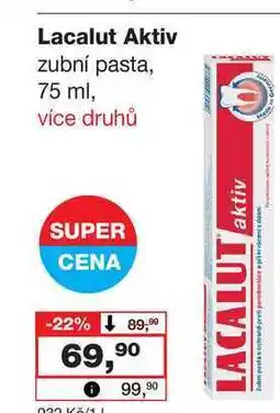 Barvy a laky drogerie Lacalut Aktiv zubní pasta, 75 ml nabídka