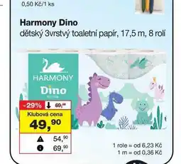 Barvy a laky drogerie Harmony Dino dětský 3vrstvý toaletní papír, 17,5 m, 8 rolí nabídka