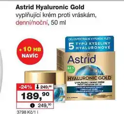 Barvy a laky drogerie Astrid Hyaluronic Gold vyplňující krém proti vráskám, denní/noční, 50 ml nabídka