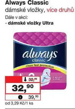 Barvy a laky drogerie Always Classic dámské vložky, více druhů nabídka