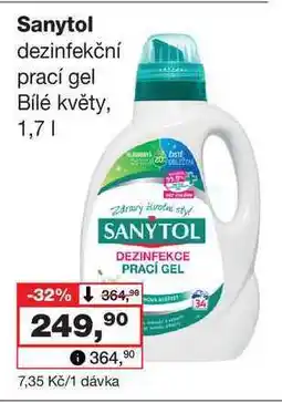Barvy a laky drogerie Sanytol dezinfekční prací gel Bílé květy, 1,7l nabídka