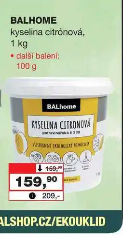 Barvy a laky drogerie BALHOME kyselina citrónová, 1 kg nabídka