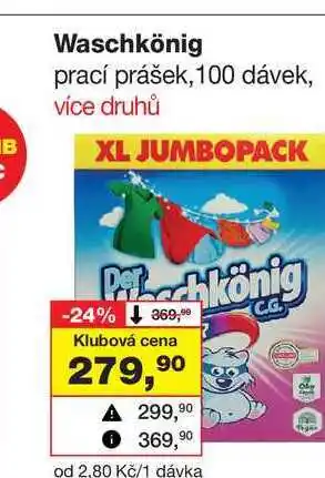 Barvy a laky drogerie Waschkönig prací prášek, 100 dávek nabídka