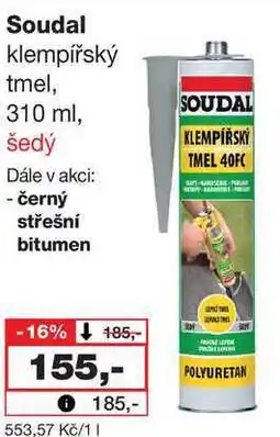 Barvy a laky drogerie Soudal klempířský tmel, 310 ml, šedý nabídka