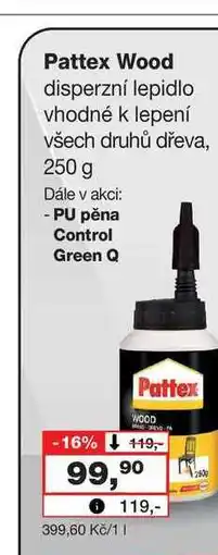 Barvy a laky drogerie Pattex Wood disperzní lepidlo vhodné k lepení všech druhů dřeva, 250 g nabídka