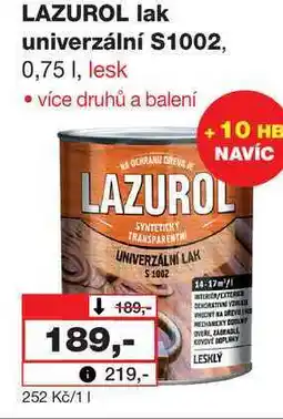 Barvy a laky drogerie LAZUROL lak univerzální S1002, 0,75 I, lesk nabídka
