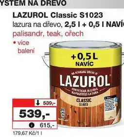 Barvy a laky drogerie LAZUROL Classic S1023 lazura na dřevo, 2,5l nabídka