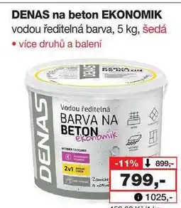 Barvy a laky drogerie DENAS DENAS na beton EKONOMIK vodou ředitelná barva, 5 kg, šedá nabídka