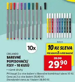 Lidl CRELANDO Barevné popisovače/ fixy - 10 kusů nabídka