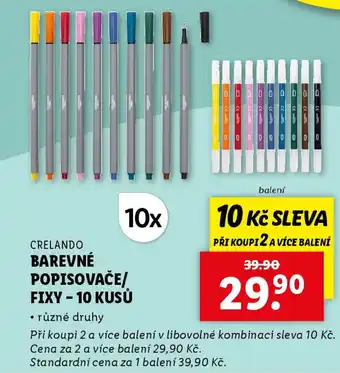 Lidl CRELANDO Barevné popisovače/ fixy - 10 kusů nabídka