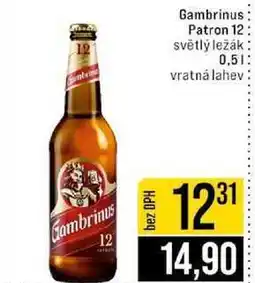 Jip Gambrinus Patron 12 světlý ležák 0,5l nabídka