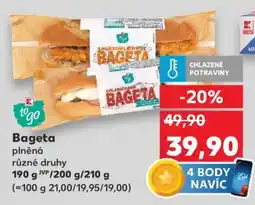 Kaufland Bageta plněná různé druhy nabídka