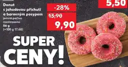 Kaufland Donut s jahodovou příchutí a barevným posypem nabídka
