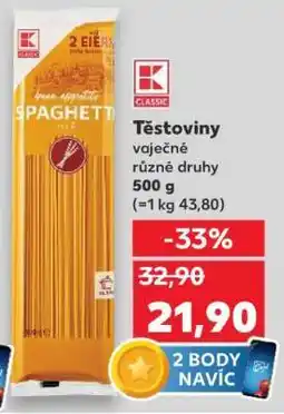 Kaufland Těstoviny vaječné různé druhy nabídka