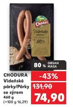 Kaufland CHODURA Vídeňské párky/ Párky se sýrem nabídka