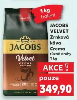 Kaufland JACOBS VELVET Zrnková káva Crema nabídka