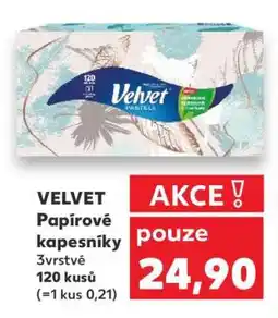 Kaufland VELVET Papírové kapesníky nabídka