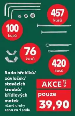 Kaufland Sada hřebíků/závlaček/stavecích šroubů/křídlových matek nabídka
