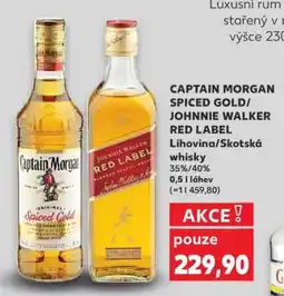 Kaufland CAPTAIN MORGAN SPICED GOLD/JOHNNIE WALKER RED LABEL nabídka