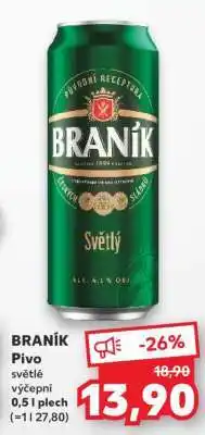 Kaufland BRANÍK Pivo světlé výčepní 0,5 l plech nabídka