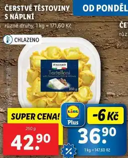 Lidl ČERSTVÉ TĚSTOVINY S NÁPLNÍ, 250 g nabídka