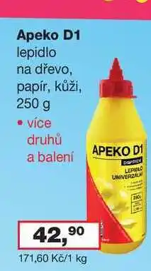 Ráj drogerie Apeko D1 lepidlo na dřevo, papír, kůži, 250 g nabídka