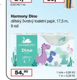 Ráj drogerie Harmony Dino dětský 3vrstvý toaletní papír, 17,5 m, 8 rolí nabídka