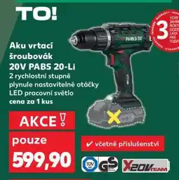 Kaufland Aku vrtačí šroubovák 20V PABS 20-Li nabídka