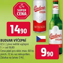 Terno Budvar výčepní nabídka