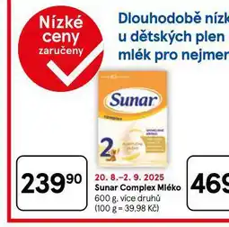 Tesco Sunar complex mléko nabídka