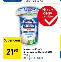 Tesco Kunín smetana ke šlehání 31% nabídka