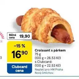 Tesco Croissant s párkem nabídka