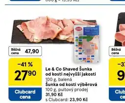Tesco Le&co shaved šunka dušená v páře nejvyšší jakosti nabídka