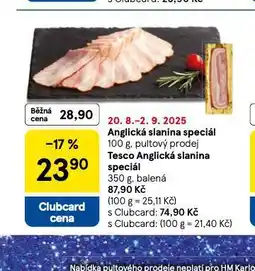 Tesco Anglická slanina speciál nabídka