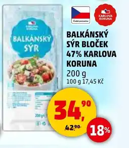 Penny Market Balkánský sýr bloček 47% Karlova koruna nabídka