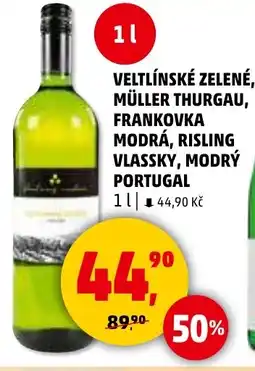 Penny Market Veltlínské zelené, Müller thurgau, Frankovka modrá, Risling vlassky, Modrý portugal nabídka