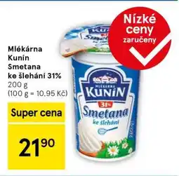 Tesco Mlékárna Kunín Smetana ke šlehání 31% nabídka