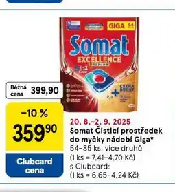 Tesco Somat čistící prostředek do myčky nadobí giga nabídka