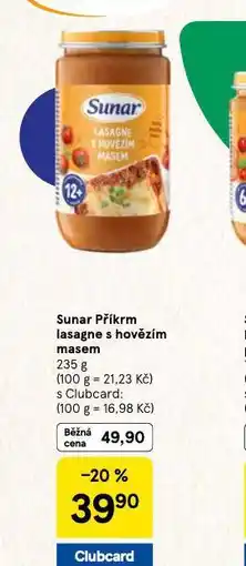 Tesco Sunar příkrm isagne s hovězím masem nabídka