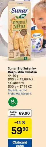 Tesco Sunar bio sušenky rozpustilá zvířátka nabídka