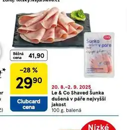 Tesco Le&co shaved šunka dušená v páře nejvyšší jakosti nabídka