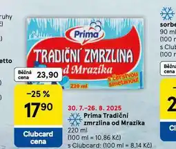 Tesco Prima tradiční zmrzlina od mrazíka nabídka