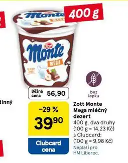 Tesco Zott monte mega mléčný dezert nabídka