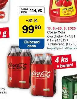 Tesco Coca cola 4pack nabídka
