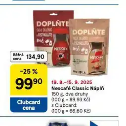 Tesco Nescafé classic náplň nabídka
