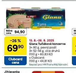 Tesco Giana tuňáková konzerva nabídka