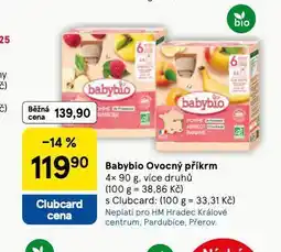 Tesco Babybio ovocný příkrm nabídka