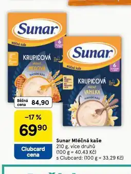 Tesco Sunar mléčná kašer nabídka